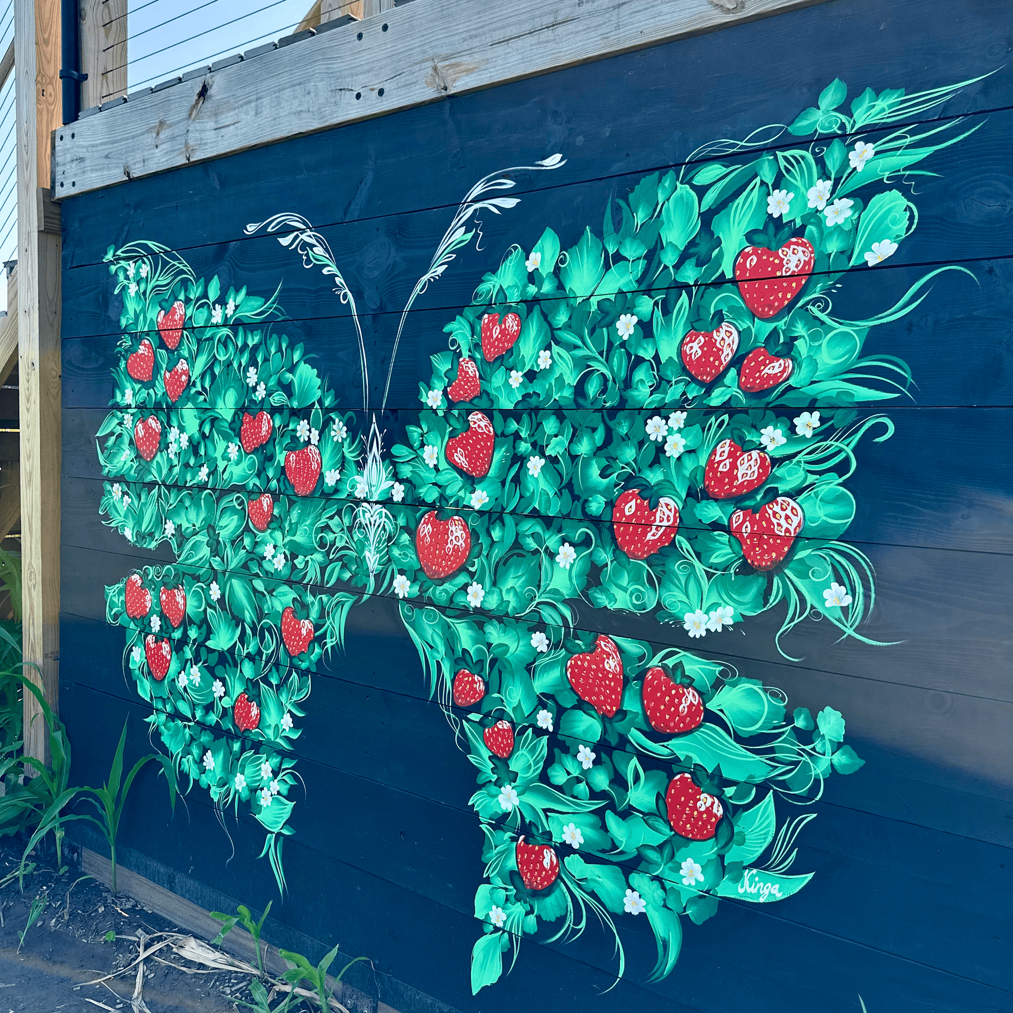 Strawberry Butterfly Mural — WarmBelly Farm, Cottage Grove, WI